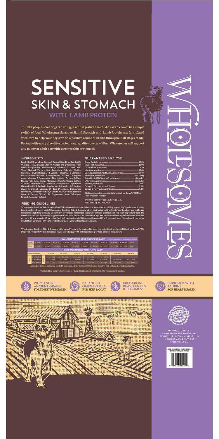 Wholesomes All Life Stages Sensitive Skin and Stomach Lamb Recipe Dry Dog Food, 30 lb. Bag