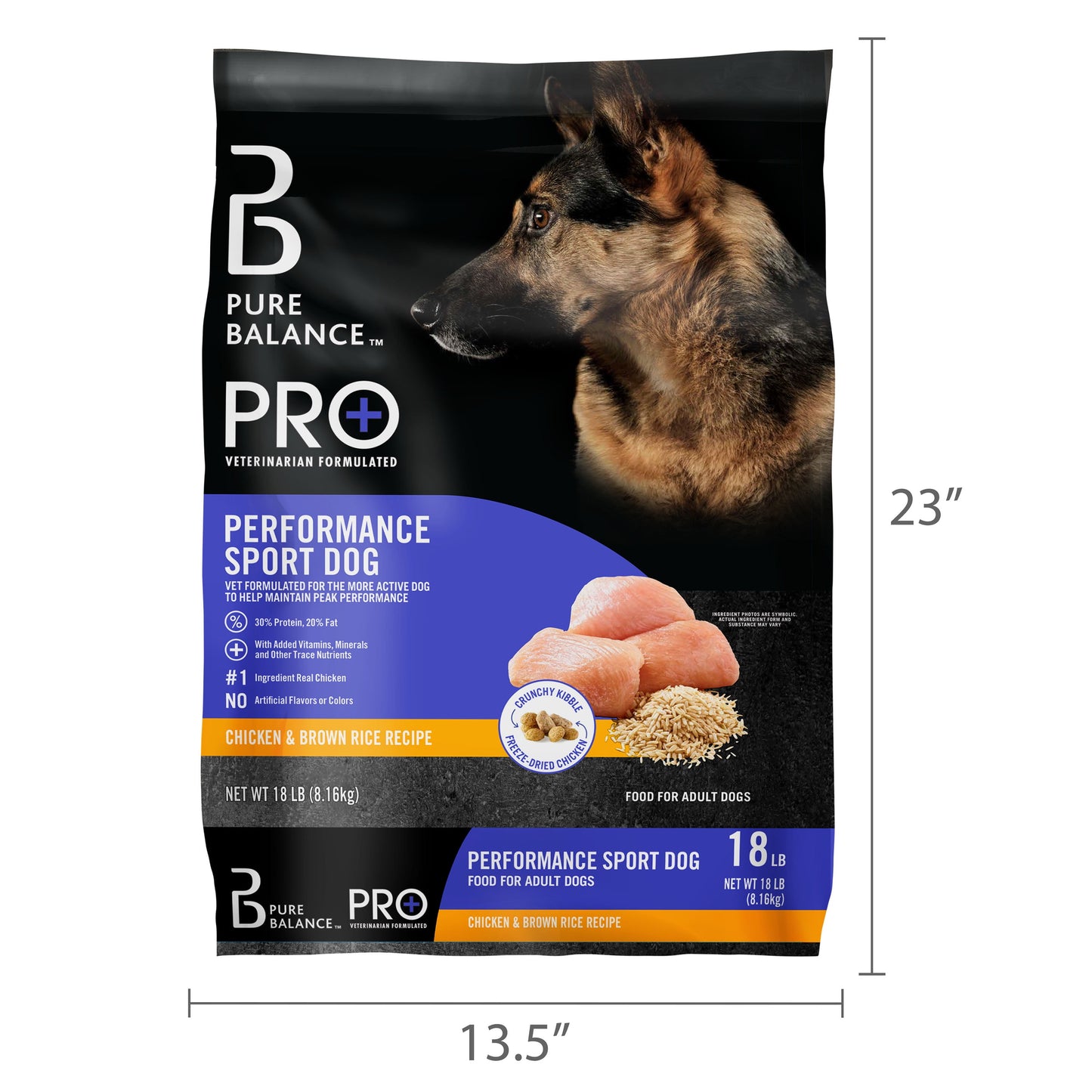 Pure Balance Pro+ Performance Sport Dog Dry Dog Food, Chicken & Brown Rice Recipe, 18 lb Bag