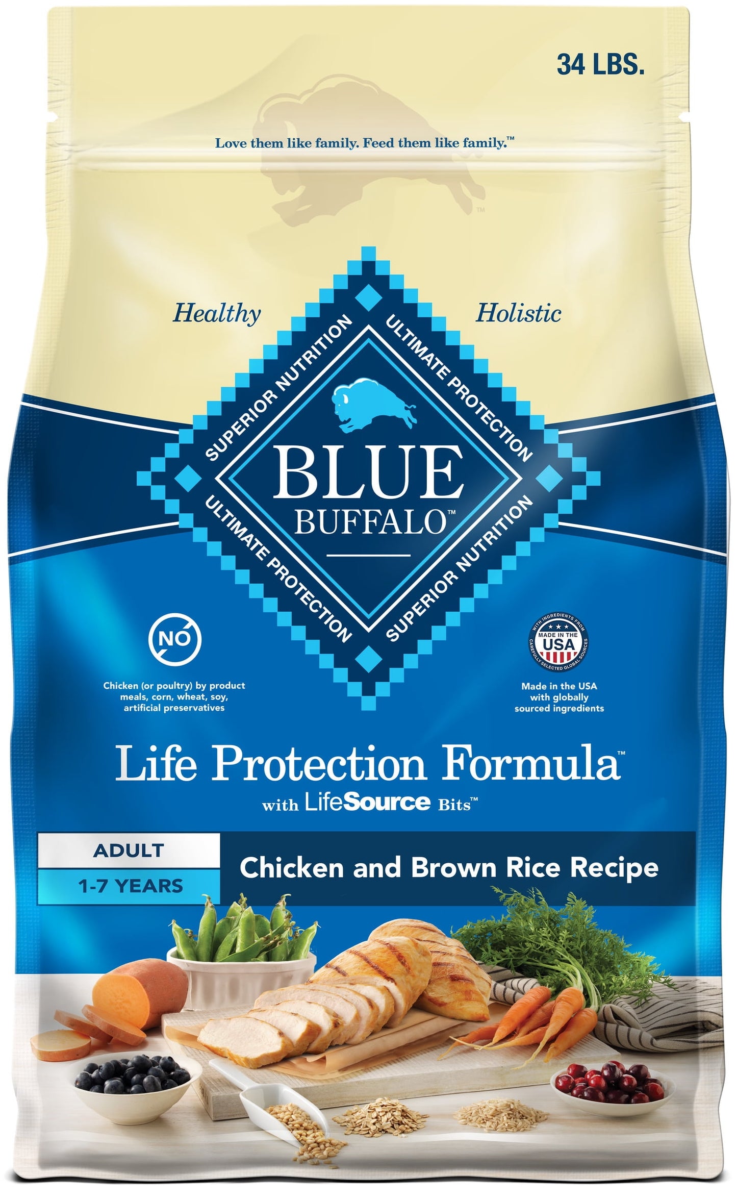 Blue Buffalo Life Protection Formula Adult Dry Dog Food, Chicken & Brown Rice, 5 lbs.