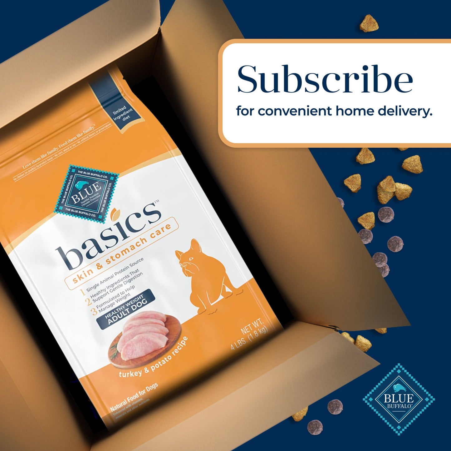 Blue Buffalo Basics Skin & Stomach Care, Natural Adult Healthy Weight Dry Dog Food, Turkey & Potato 24-lb