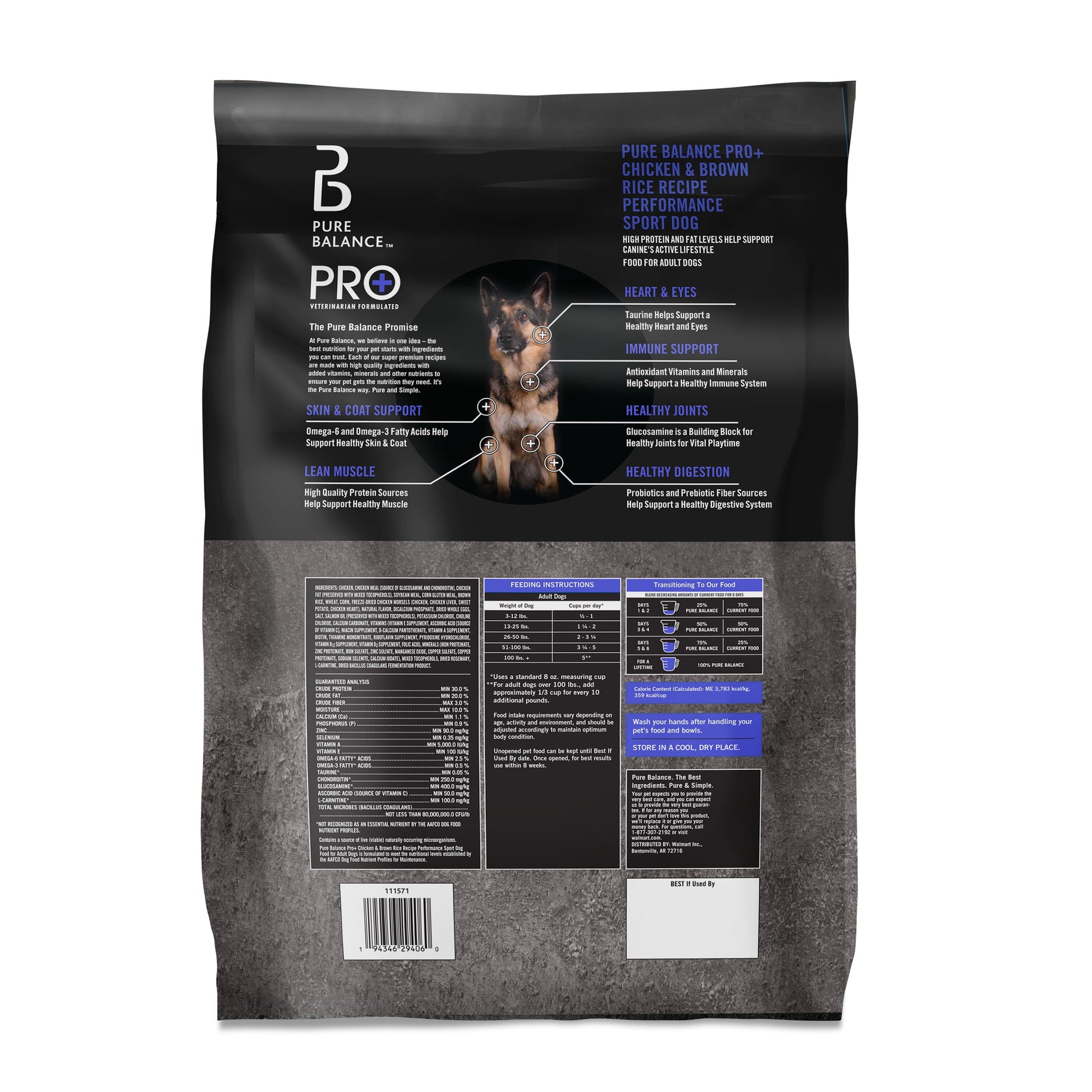 Pure Balance Pro+ Performance Sport Dog Dry Dog Food, Chicken & Brown Rice Recipe, 18 lb Bag