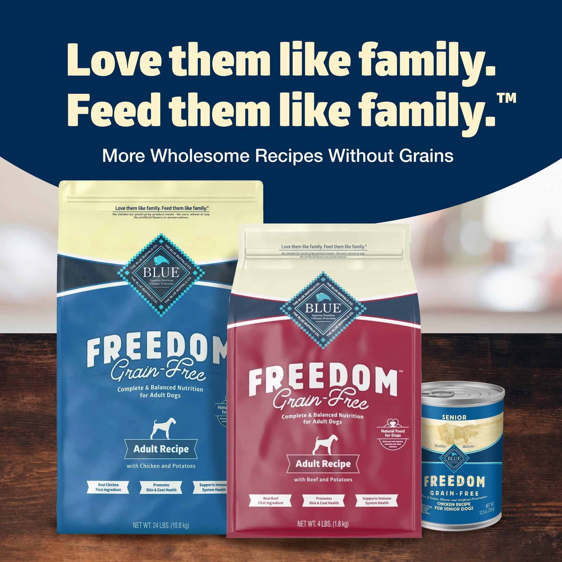 Blue Buffalo Freedom Grain-Free Natural Adult Dry Dog Food, Chicken & Potatoes, 24-lb. Bag