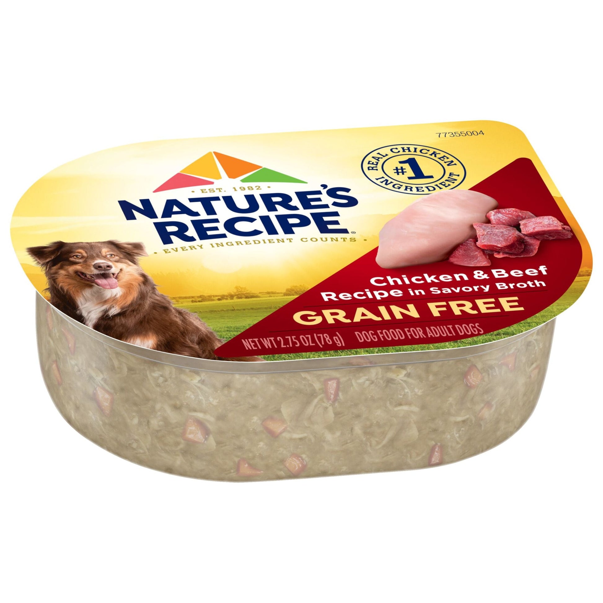 Nature’s Recipe Grain Free Chicken & Beef Recipe in Savory Broth Wet Dog Food, 2.75 oz. Cup