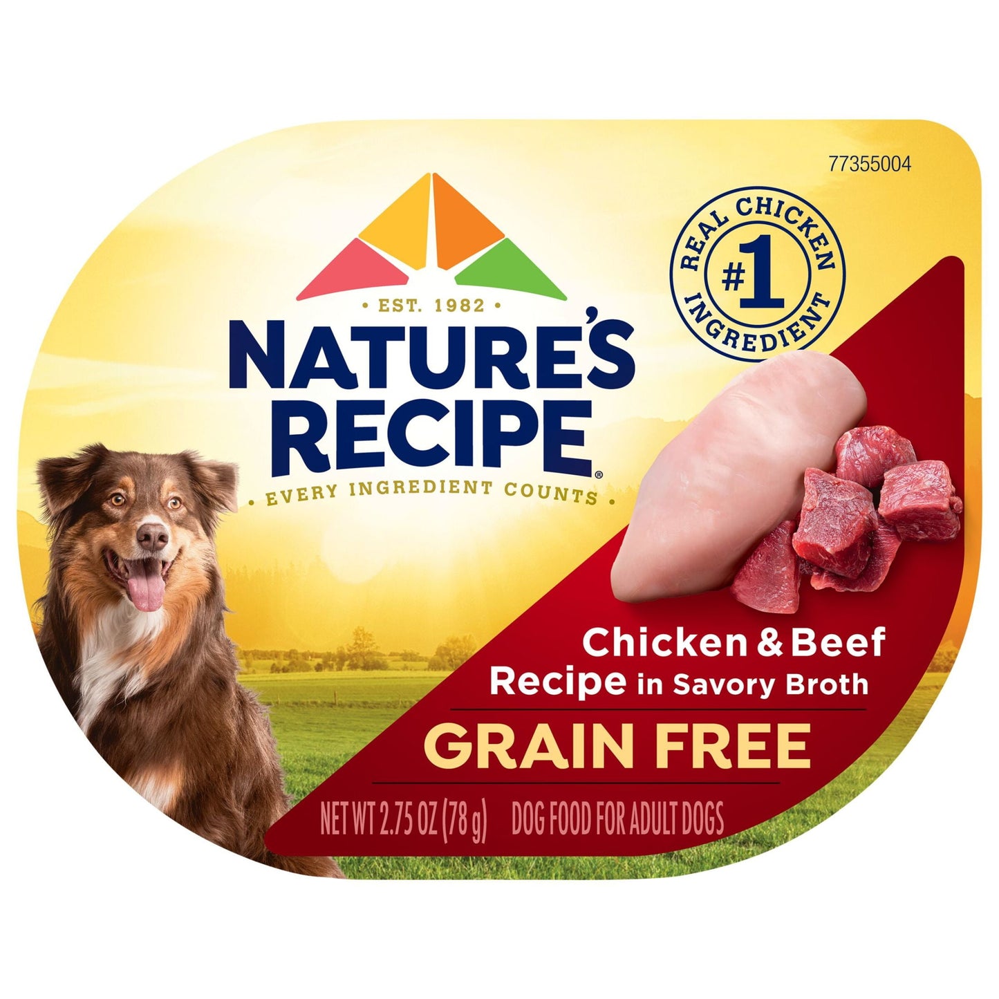 Nature’s Recipe Grain Free Chicken & Beef Recipe in Savory Broth Wet Dog Food, 2.75 oz. Cup