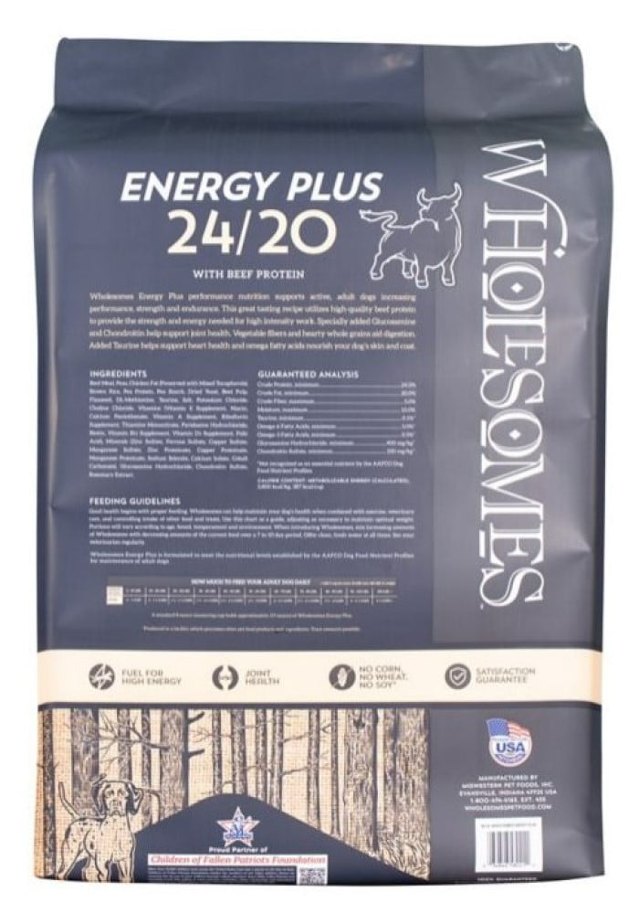 Wholesomes 2100146 Energy Plus 24/20 Beef Recipe Dry Dog Food 40 lb. Bag