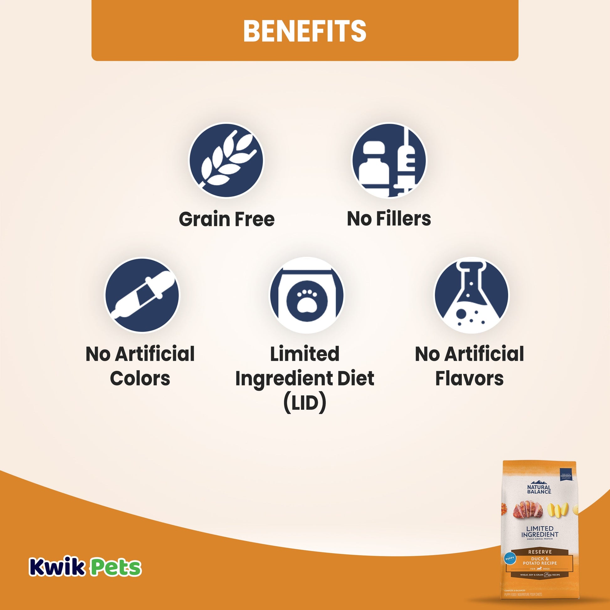 Natural Balance L.I.D. Limited Ingredient Diets Duck & Potato Puppy Formula Dry Dog Food, 12 Pounds