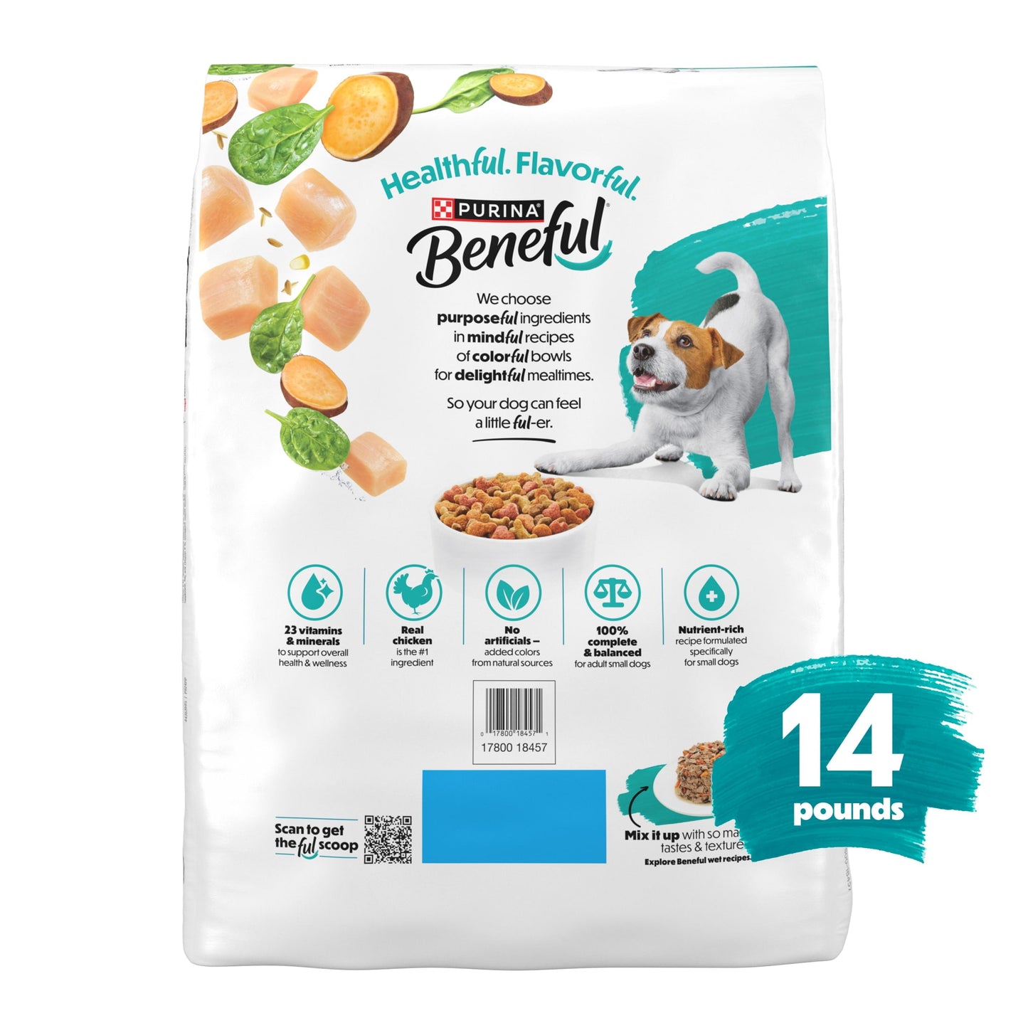 Purina Beneful Incredibites with Farm-Raised Chicken Natural Small Breed Dry Dog Food with Added Vitamins, Minerals and Nutrients, 14 lb Bag