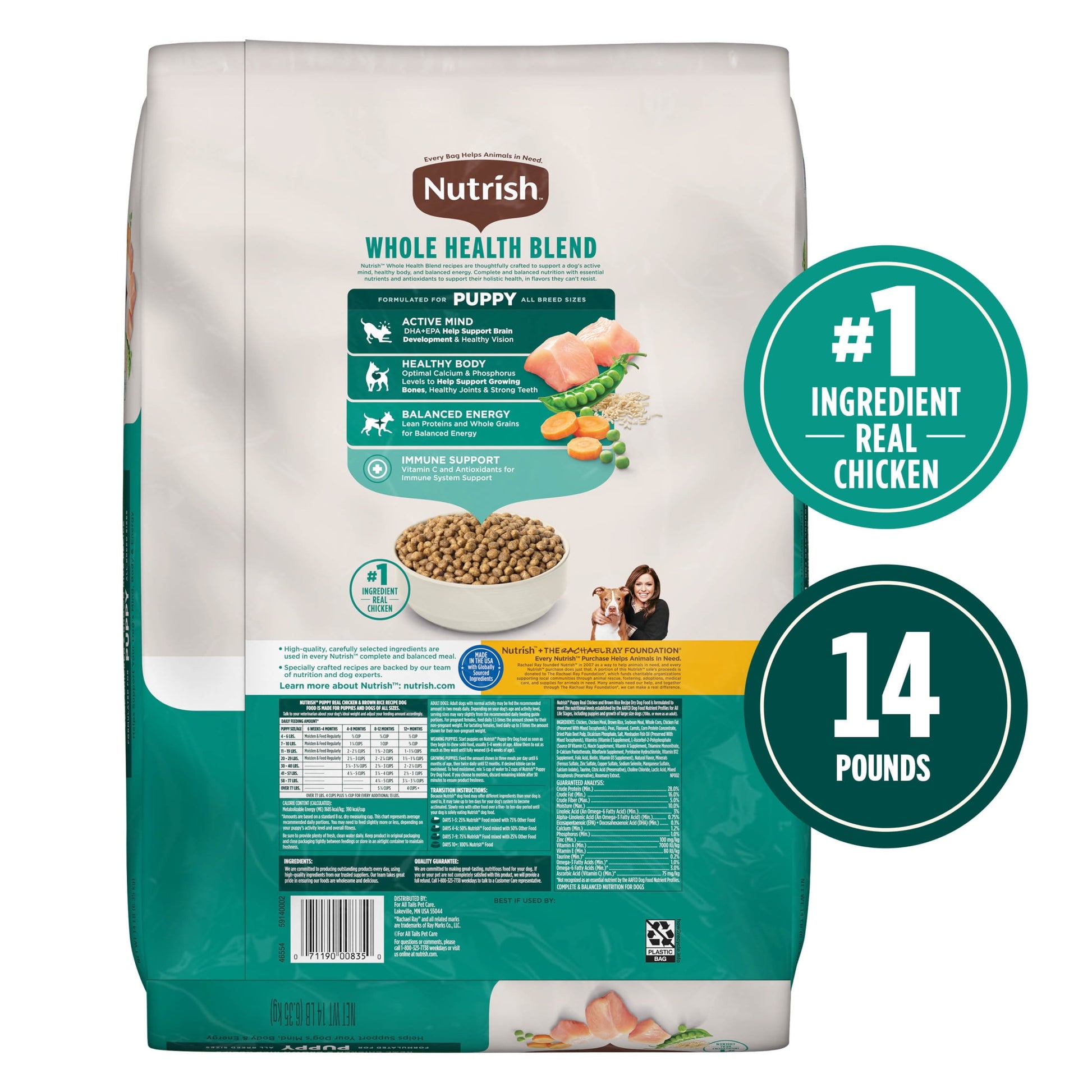 Nutrish Puppy Real Chicken & Brown Rice Recipe Whole Health Blend Dry Dog Food, 6 lb. Bag (Rachael Ray)