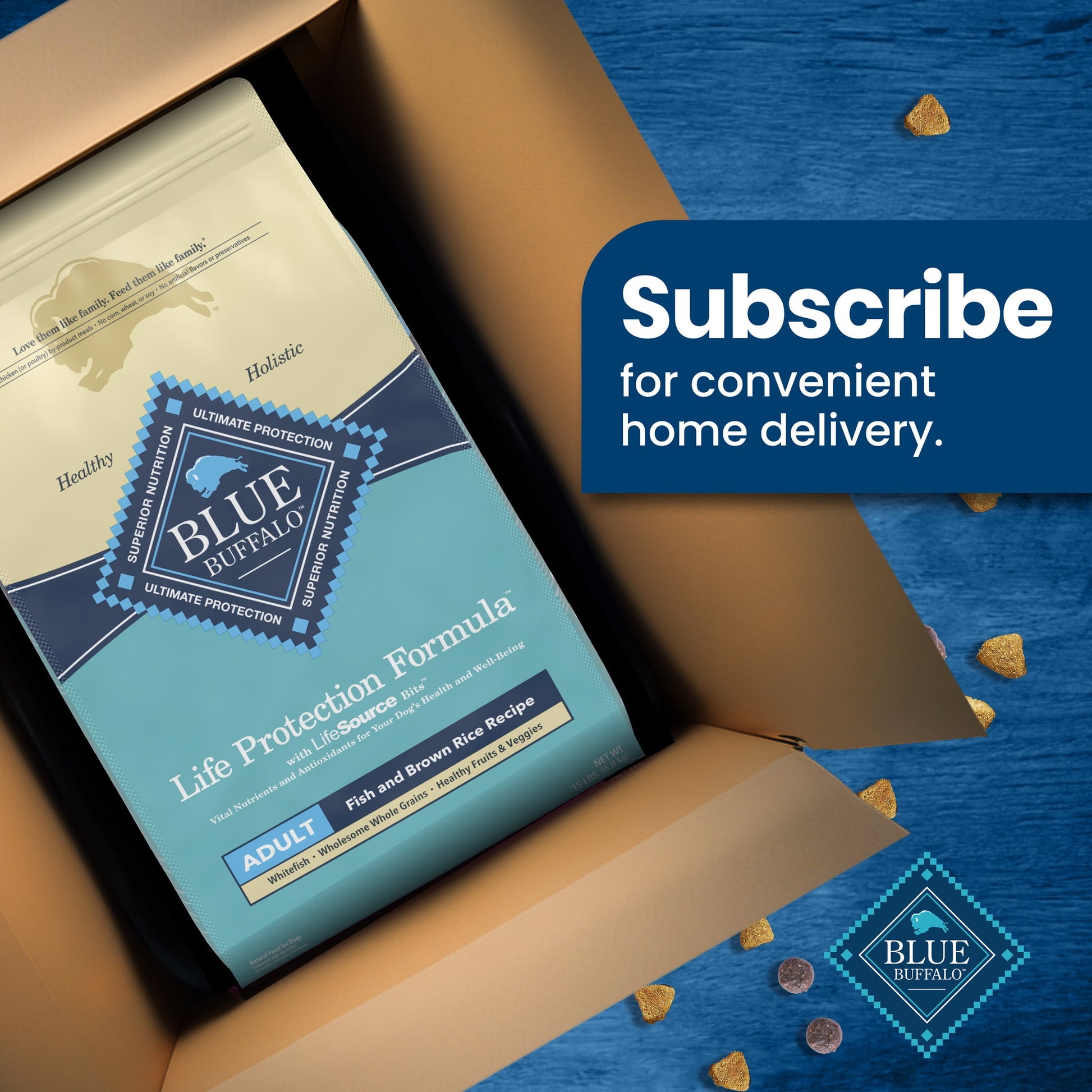 Blue Buffalo Life Protection Formula Natural Dry Dog Food, Fish & Brown Rice, 15-lb. Bag