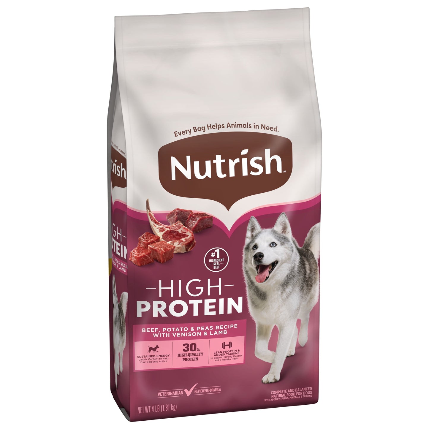 Nutrish High Protein Beef, Potato & Peas Recipe with Venison & Lamb Dry Dog Food, 4 lb. Bag (Rachael Ray)