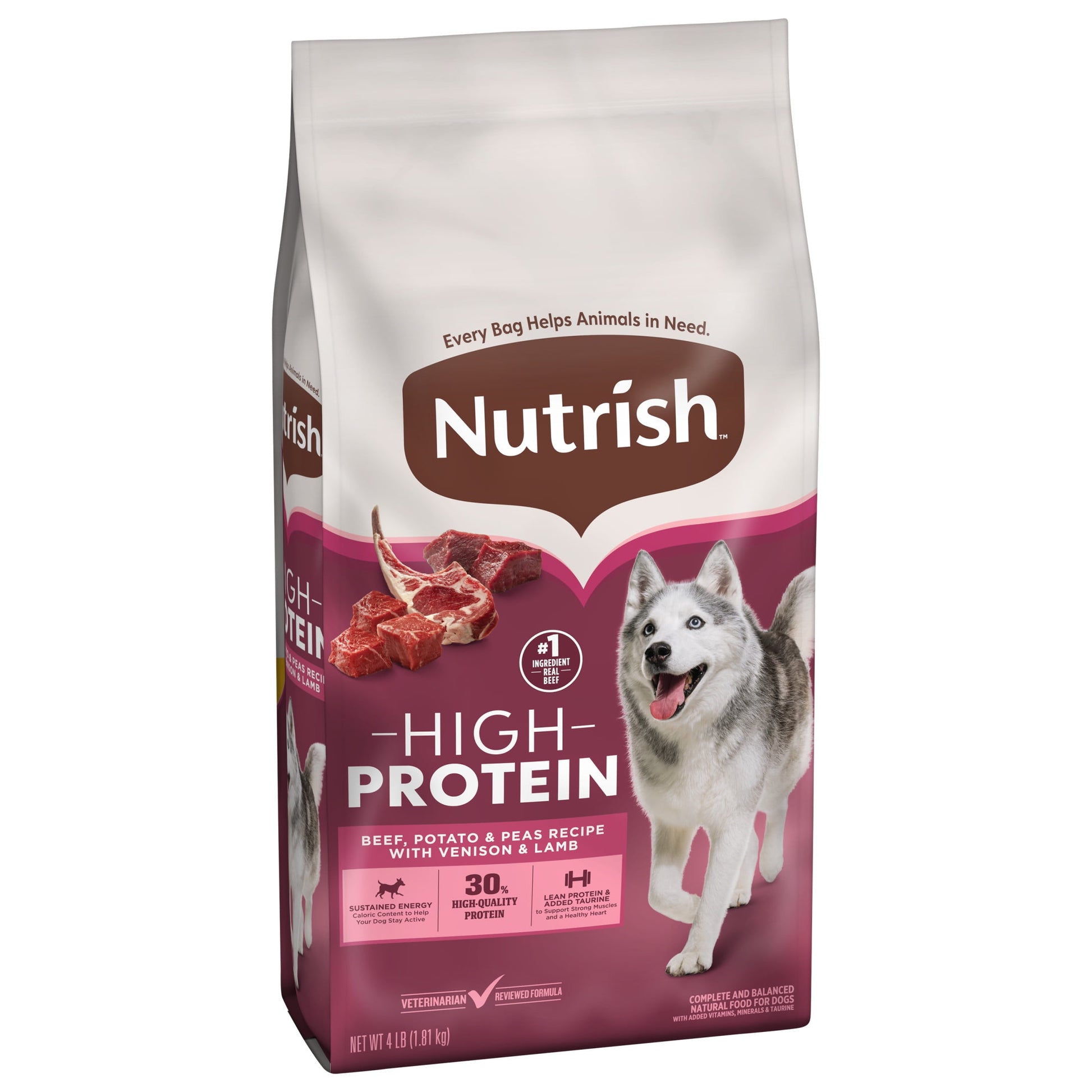 Nutrish High Protein Beef, Potato & Peas Recipe with Venison & Lamb Dry Dog Food, 4 lb. Bag (Rachael Ray)