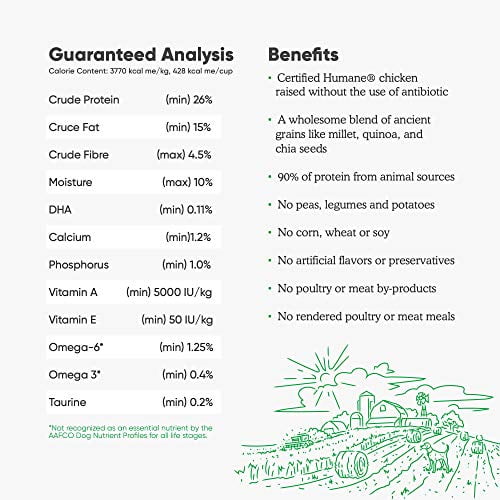 Open Farm Harvest Chicken & Ancient Grains Dry Dog Food, Humanely Raised Chicken Recipe with Wholesome Grains and No Artificial Flavors or Preservatives, 4 lbs