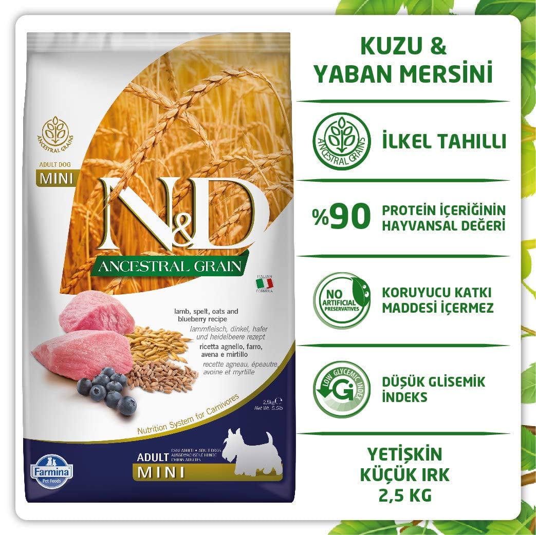 Farmina Natural And Delicious Lamb And Ancestral Low-Grain Formula Small Bites Dry Dog Food, 5.5-Pound ALT1