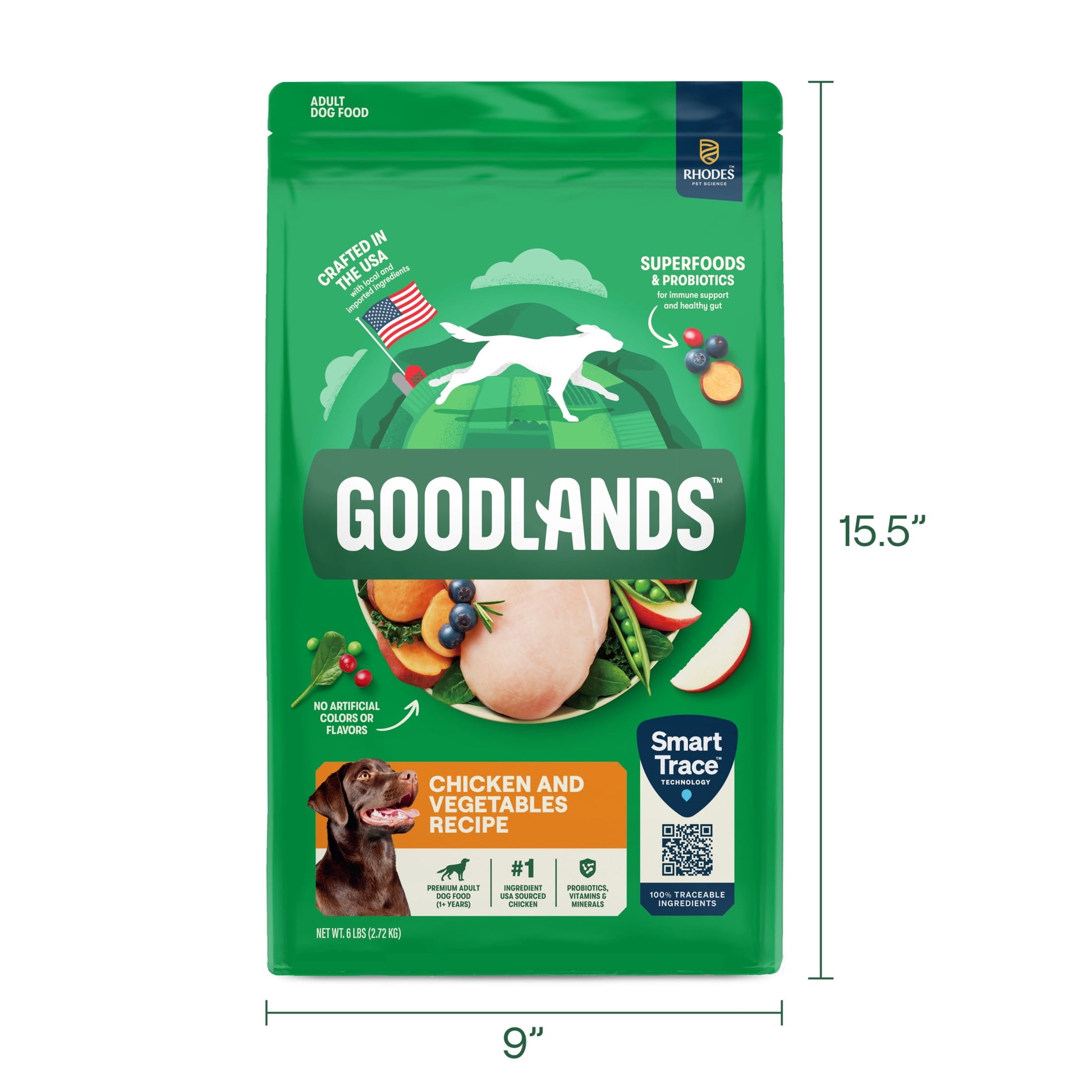 Goodlands Cage-Free Chicken  Vegetable Flavor, Dry Adult Dog Food with Probiotics, 6 lb Bag