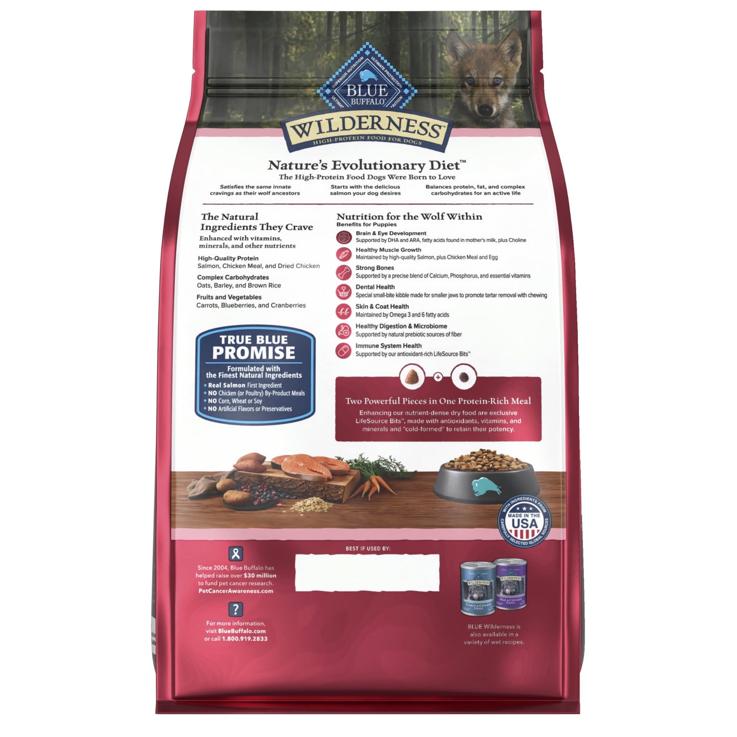 Blue Buffalo Wilderness High-Protein Natural Dry Food for Puppies, Salmon Recipe 4.5-lb. Bag
