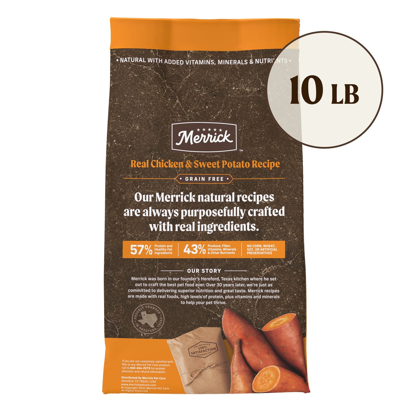 Merrick Premium Grain Free Dry Adult Dog Food, Wholesome And Natural Kibble With Real Chicken And Sweet Potato, 10.0 lb. Bag