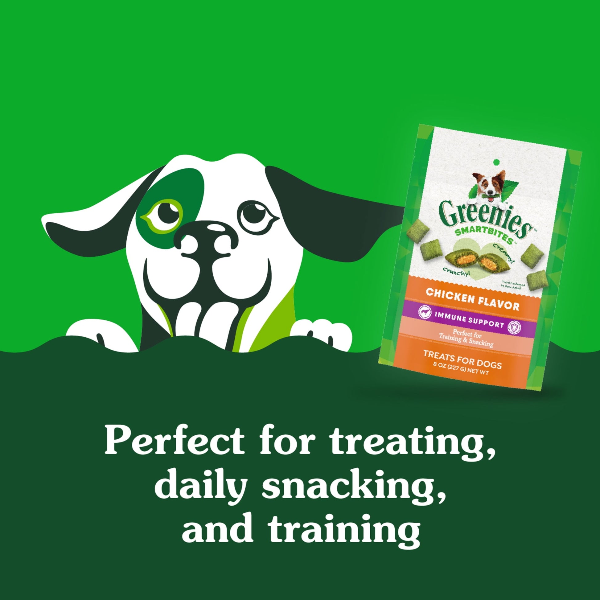 Greenies Smartbites Immune Support Crunchy & Soft Dog Treats, Chicken Flavor, 8 Oz Pack