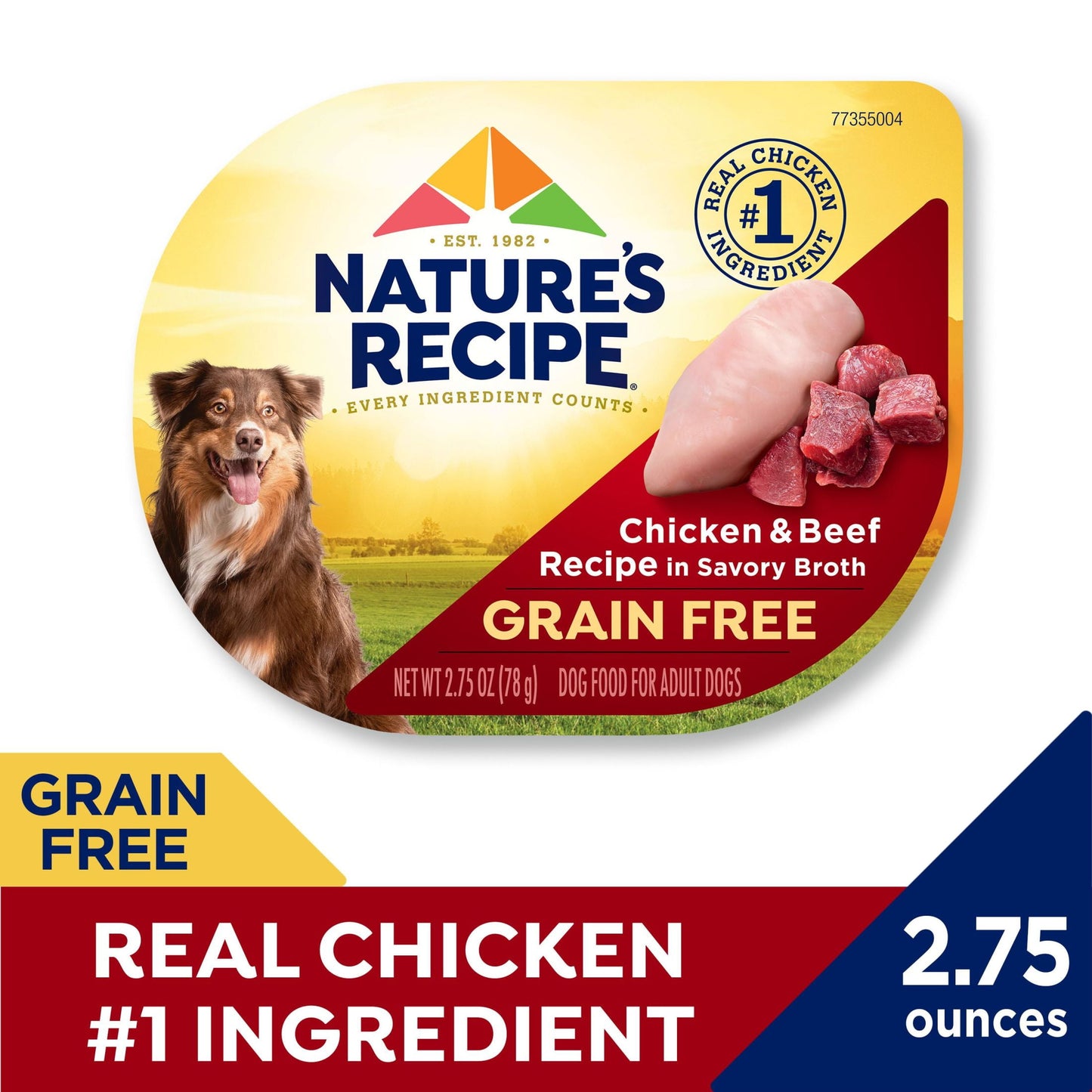 Nature’s Recipe Grain Free Chicken & Beef Recipe in Savory Broth Wet Dog Food, 2.75 oz. Cup