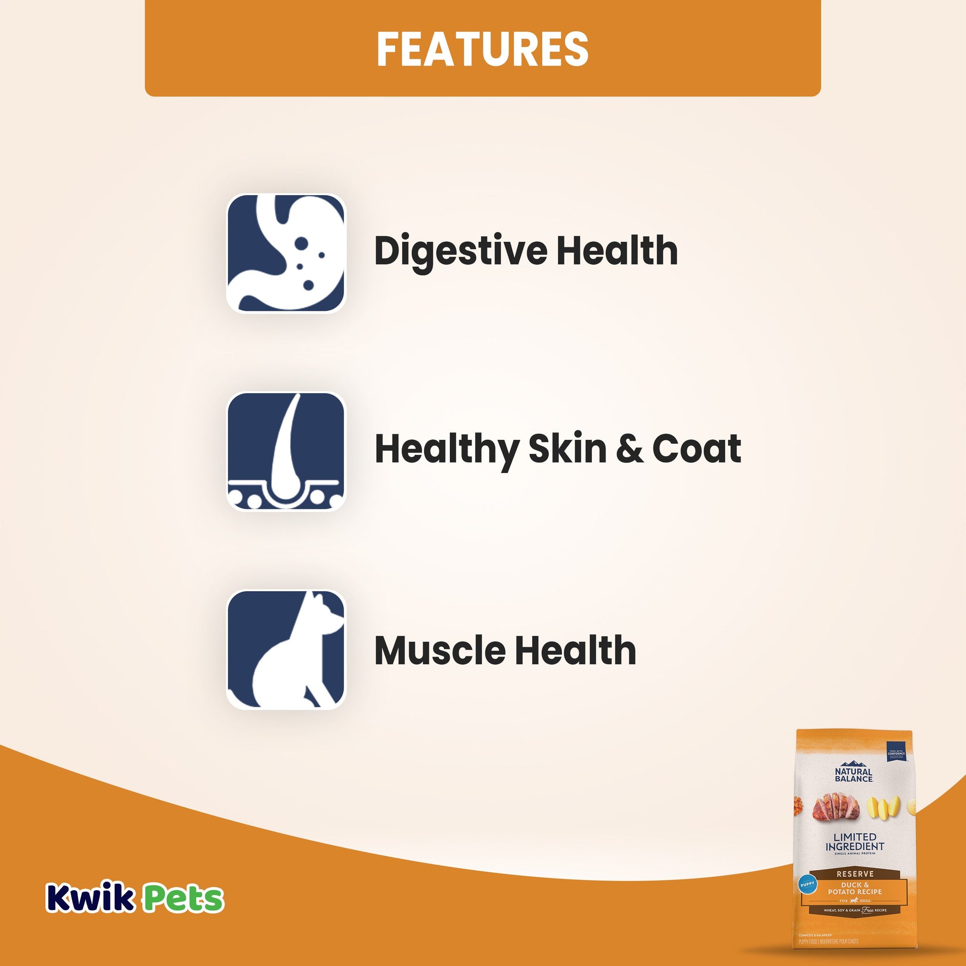 Natural Balance L.I.D. Limited Ingredient Diets Duck & Potato Puppy Formula Dry Dog Food, 12 Pounds