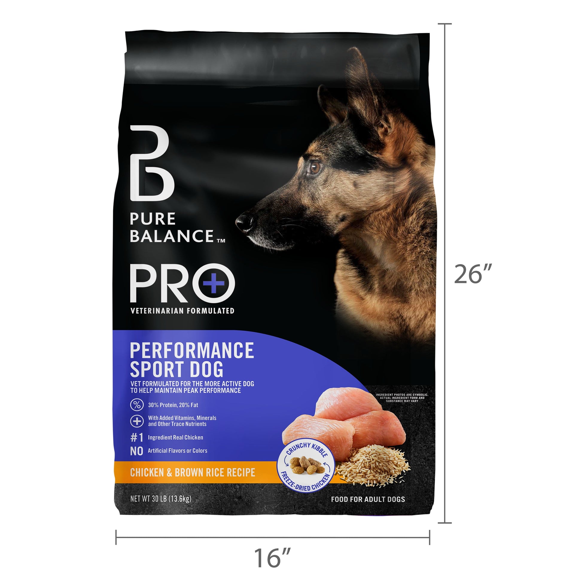 Pure Balance Pro+ Performance Sport Dog Dry Dog Food, Chicken & Brown Rice Recipe, 30 lb Bag