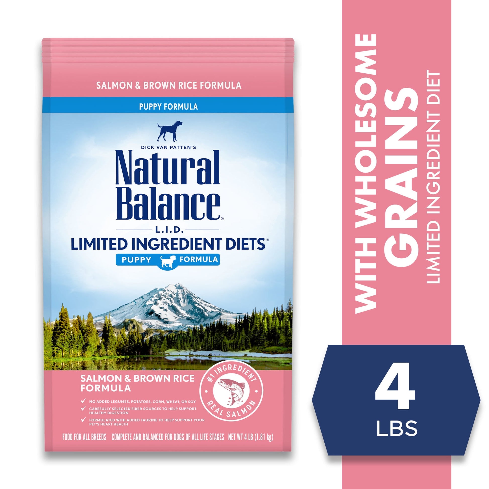 Natural Balance L.I.D. Limited Ingredient Diets Dry Dog Food, 4 Pounds, Salmon & Brown Rice Puppy Formula