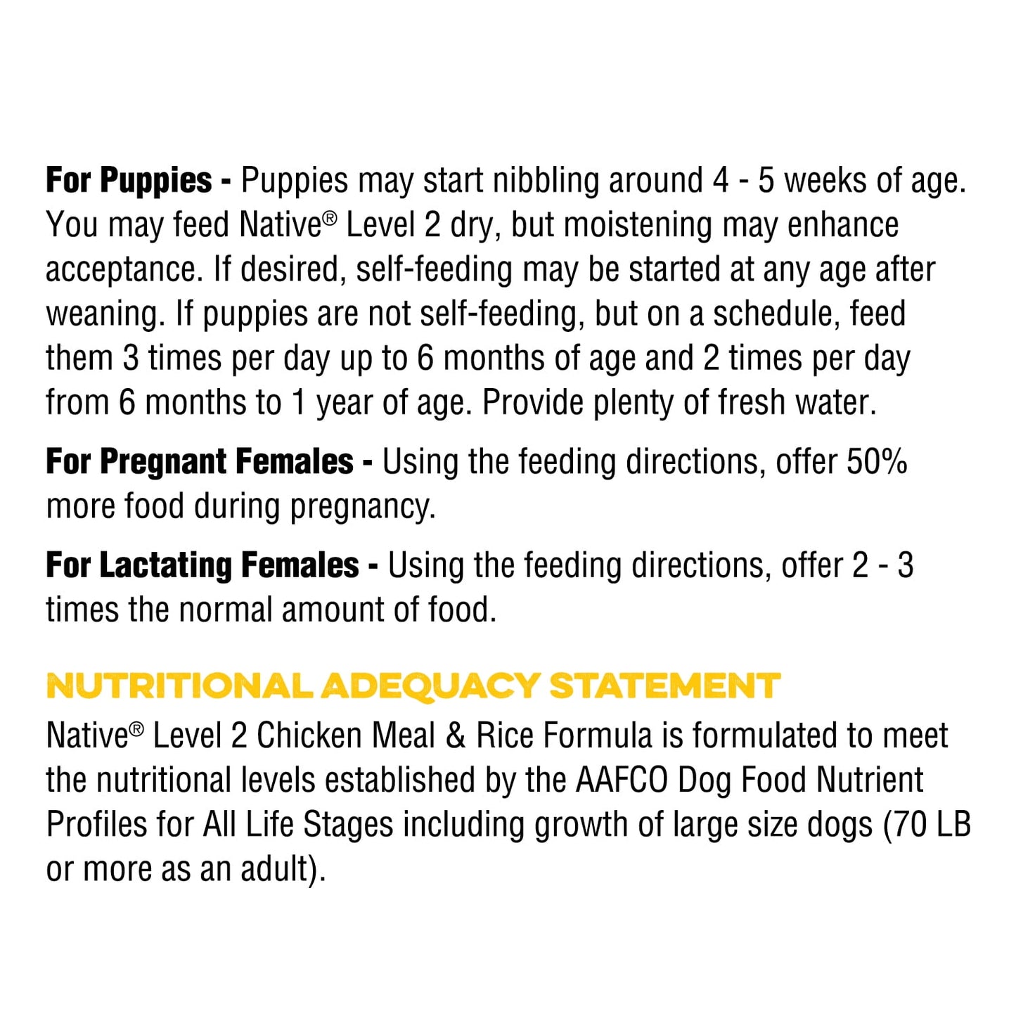 Native Performance Dog Food Level 2 Chicken Meal and Rice Formula 40lbs