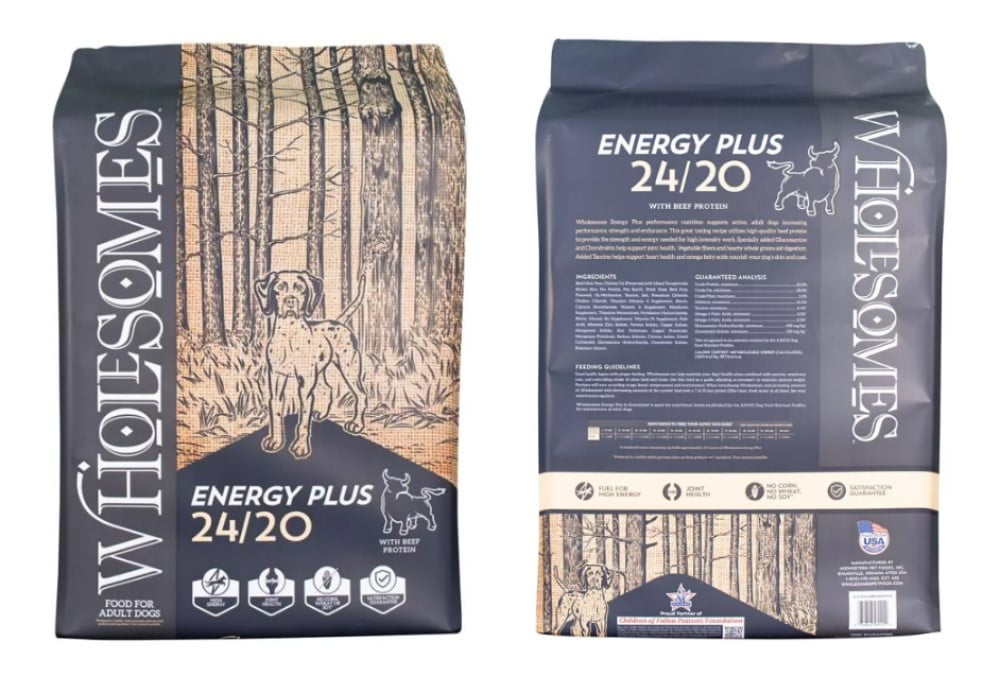 Wholesomes 2100146 Energy Plus 24/20 Beef Recipe Dry Dog Food 40 lb. Bag