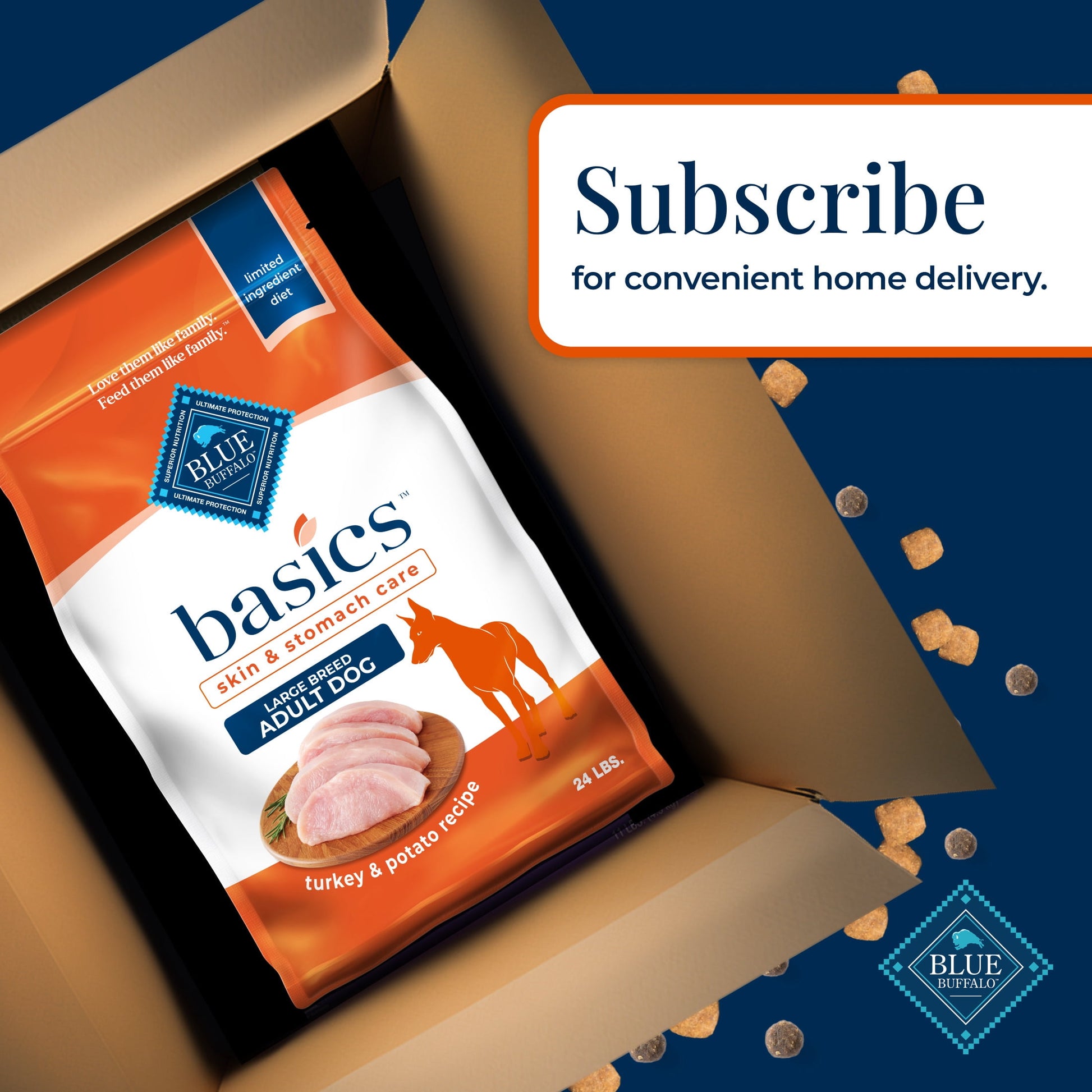 Blue Buffalo Basics Grain-Free Large Breed Adult Dry Dog Food, Limited Ingredient Diet, Turkey, 24 lbs.