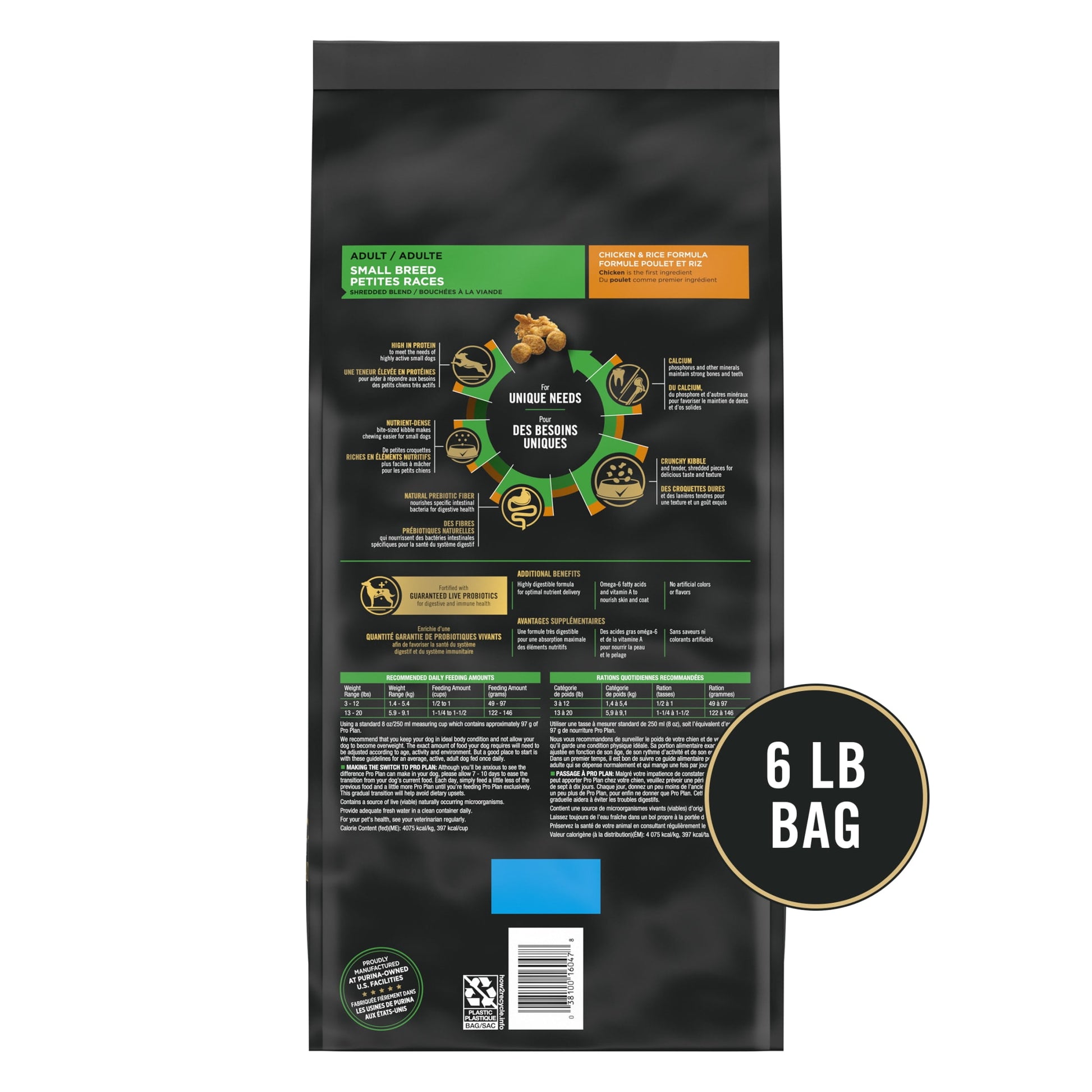 Purina Pro Plan Small Breed Dog Food With Probiotics for Dogs, Shredded Blend Chicken & Rice Formula, 6 lb. Bag