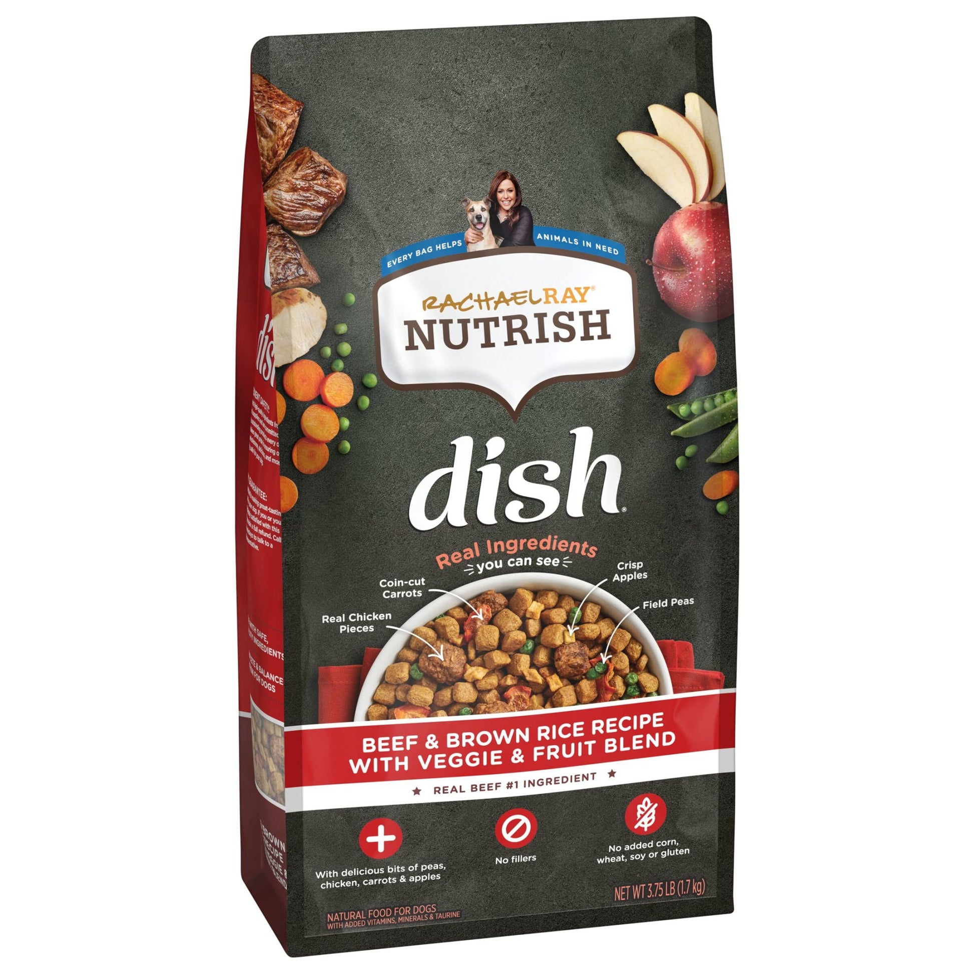Rachael Ray Nutrish Dish Beef & Brown Rice Recipe with Veggies & Fruit Dry Dog Food, 3.75 lb. Bag