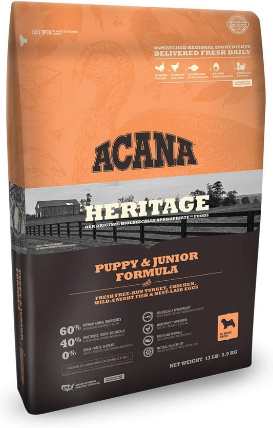 ACANA Heritage Puppy & Junior Dry Dog Food, (13 Pound Bag.)