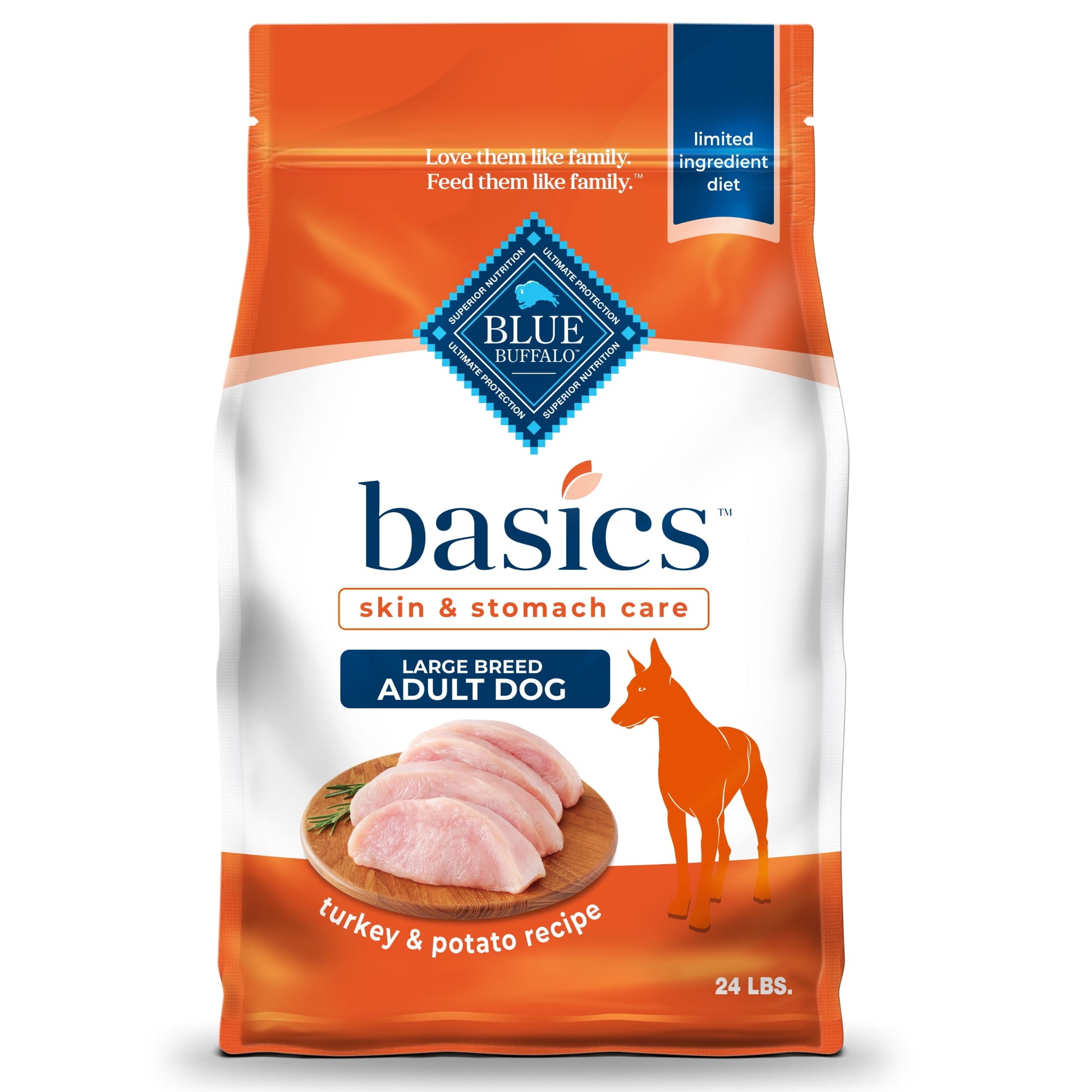 Blue Buffalo Basics Grain-Free Large Breed Adult Dry Dog Food, Limited Ingredient Diet, Turkey, 24 lbs.