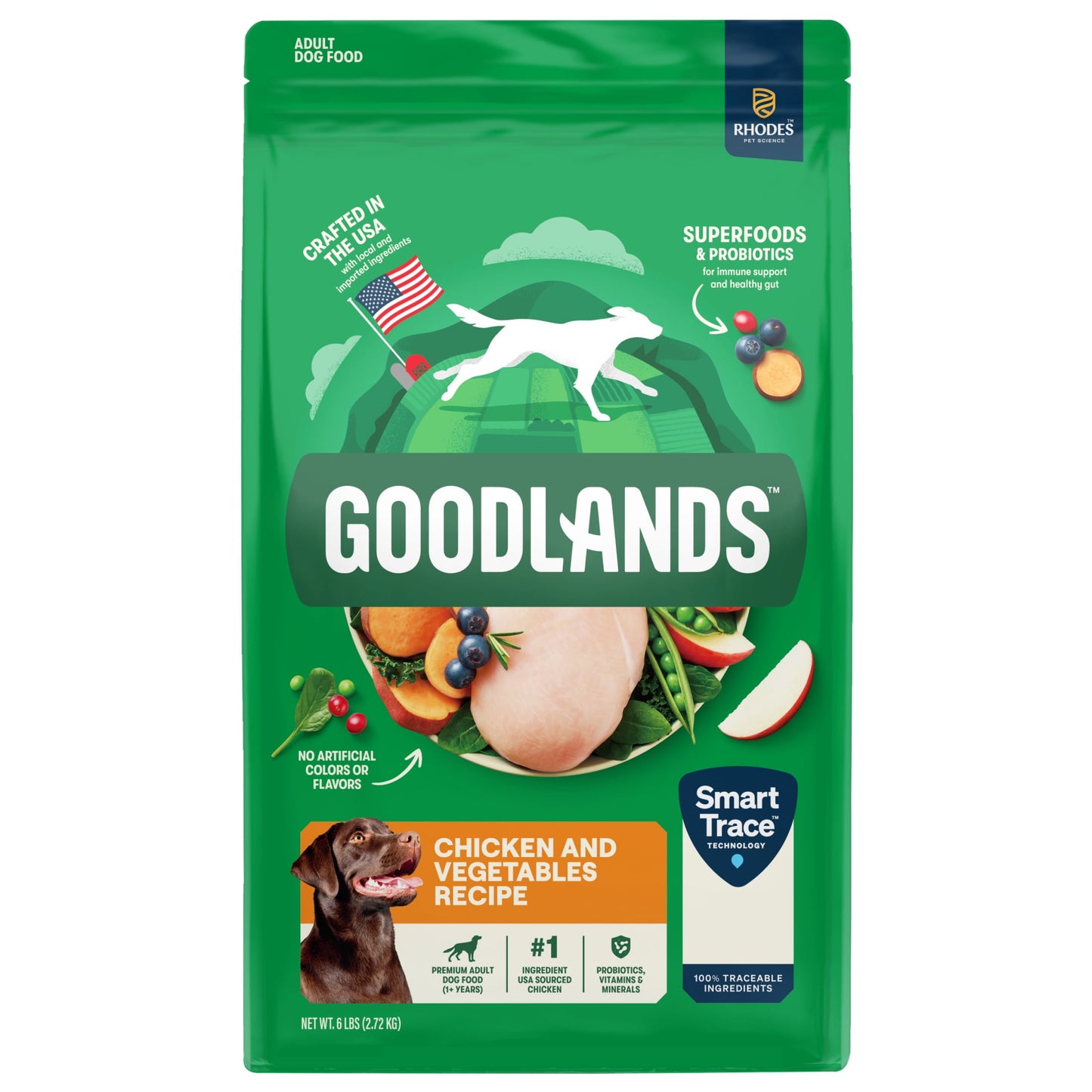 Goodlands Cage-Free Chicken  Vegetable Flavor, Dry Adult Dog Food with Probiotics, 6 lb Bag