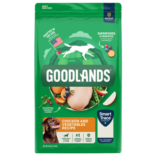 Goodlands Cage-Free Chicken  Vegetable Flavor, Dry Adult Dog Food with Probiotics, 6 lb Bag