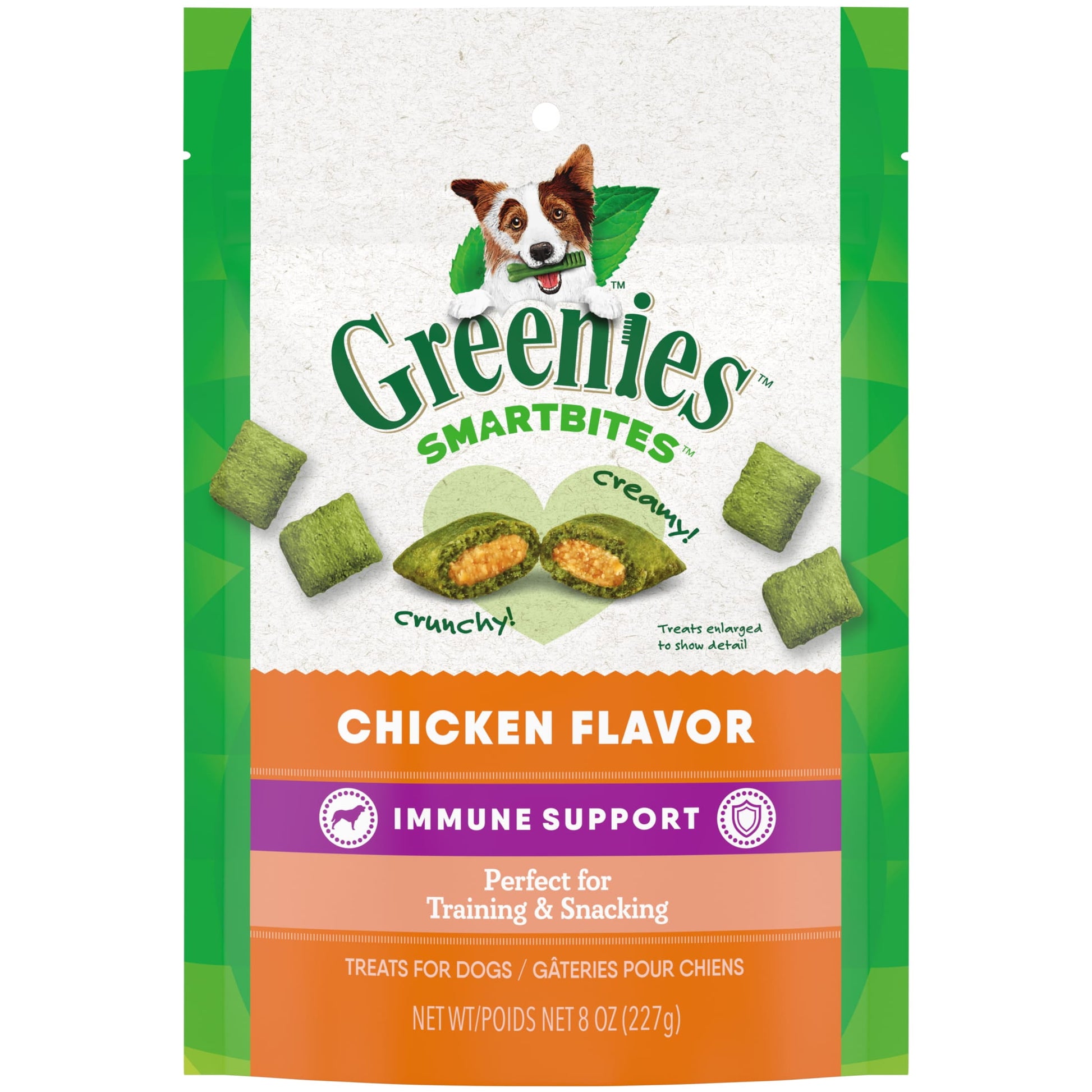Greenies Smartbites Immune Support Crunchy & Soft Dog Treats, Chicken Flavor, 8 Oz Pack