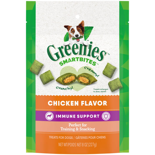 Greenies Smartbites Immune Support Crunchy & Soft Dog Treats, Chicken Flavor, 8 Oz Pack