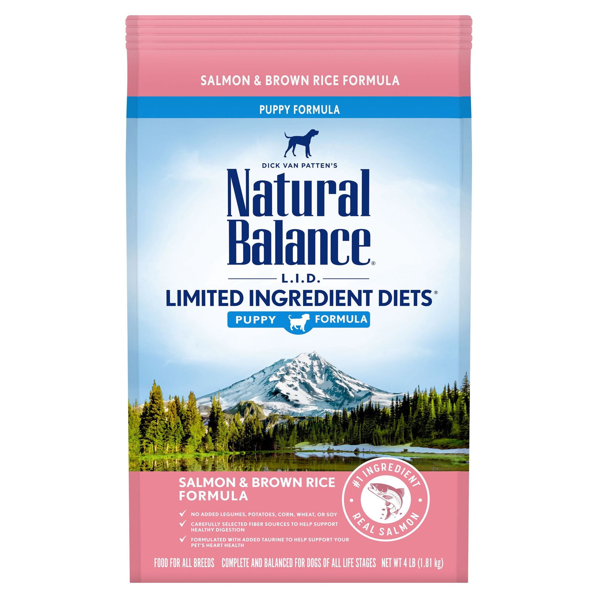 Natural Balance L.I.D. Limited Ingredient Diets Dry Dog Food, 4 Pounds, Salmon & Brown Rice Puppy Formula
