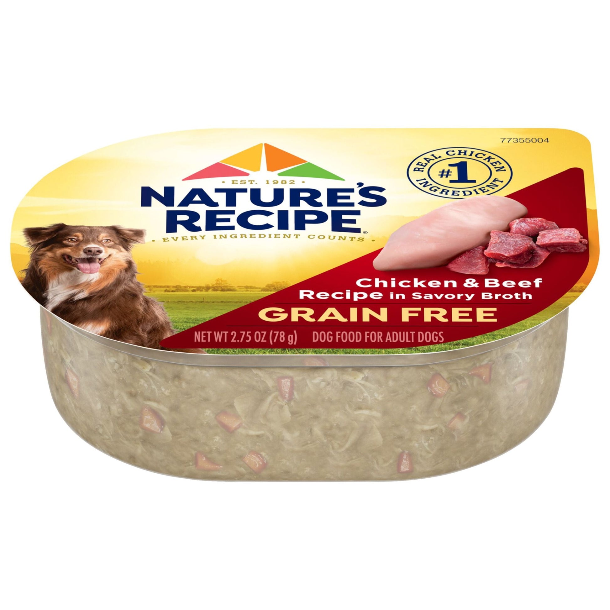 Nature’s Recipe Grain Free Chicken & Beef Recipe in Savory Broth Wet Dog Food, 2.75 oz. Cup