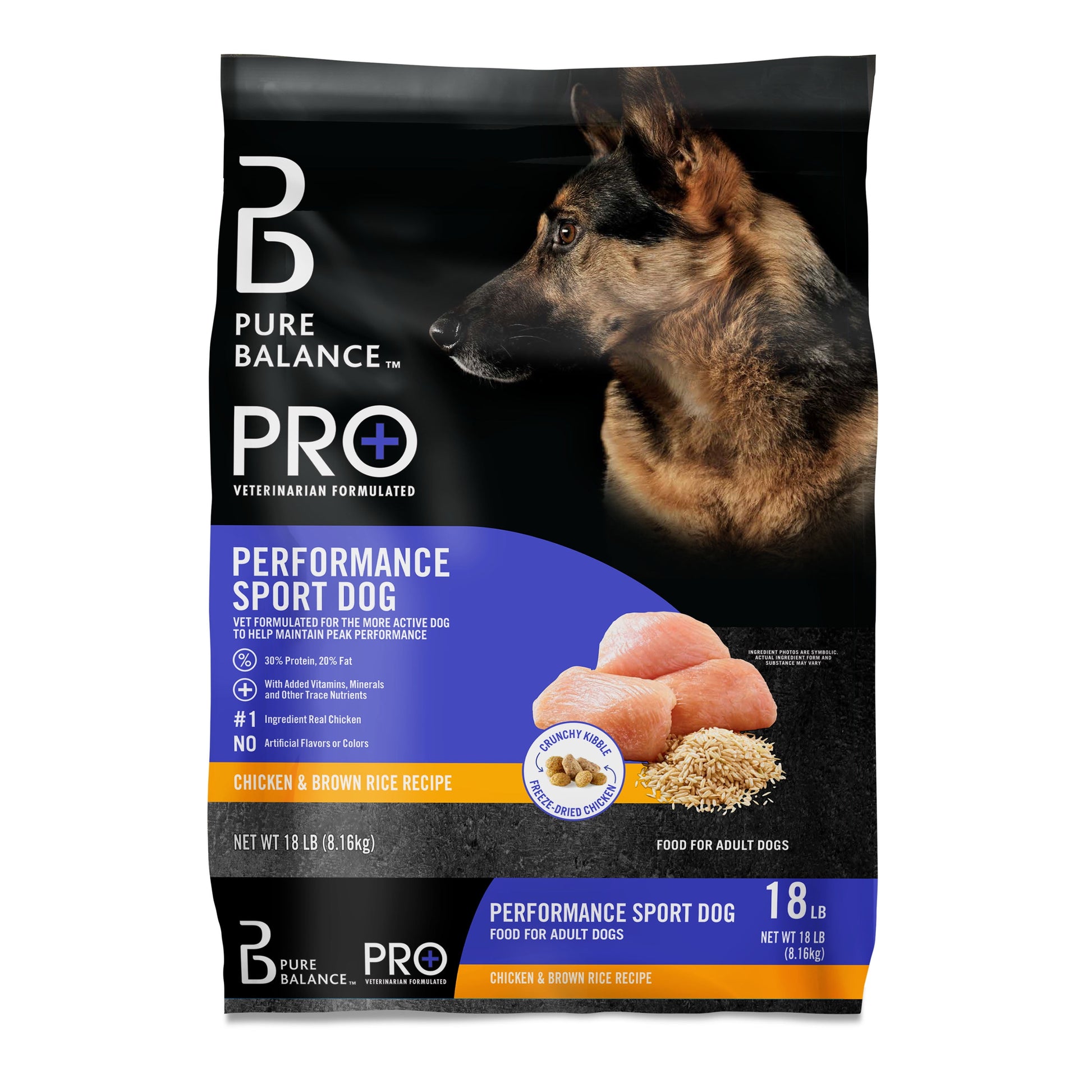 Pure Balance Pro+ Performance Sport Dog Dry Dog Food, Chicken & Brown Rice Recipe, 18 lb Bag
