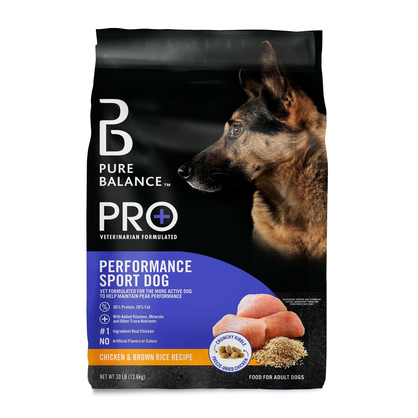Pure Balance Pro+ Performance Sport Dog Dry Dog Food, Chicken & Brown Rice Recipe, 30 lb Bag