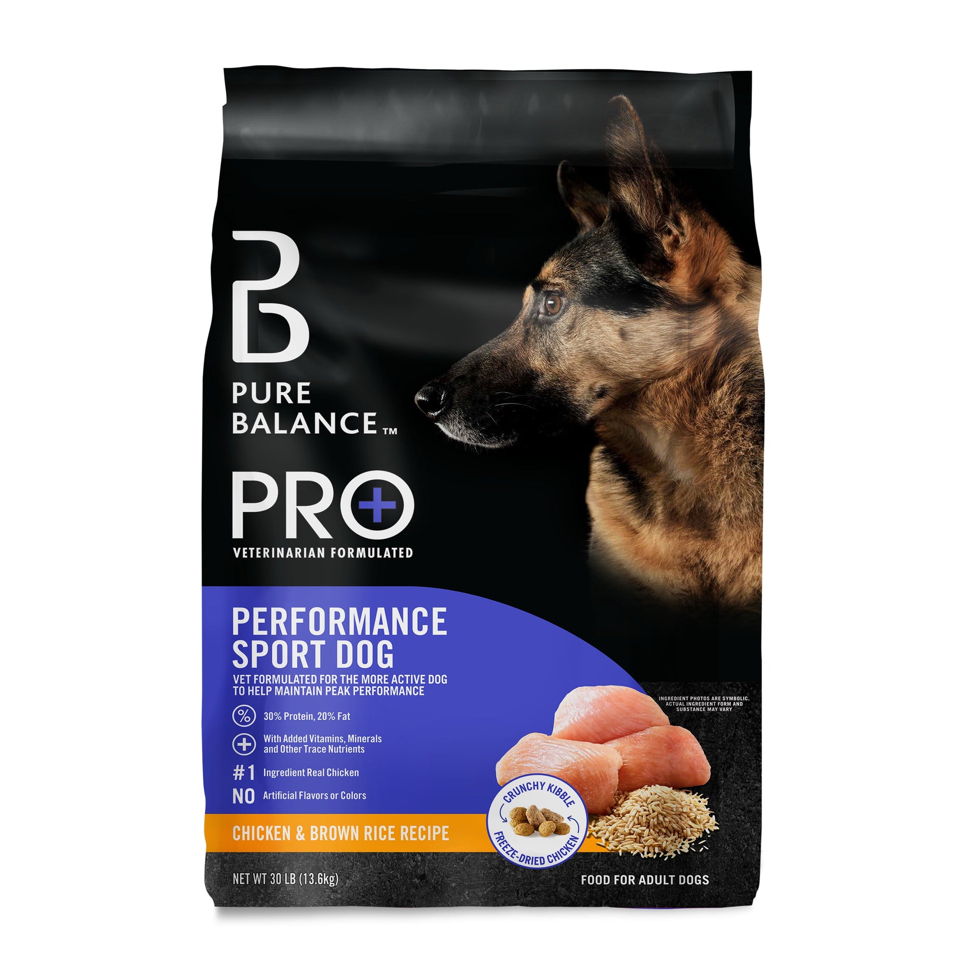 Pure Balance Pro+ Performance Sport Dog Dry Dog Food, Chicken & Brown Rice Recipe, 30 lb Bag