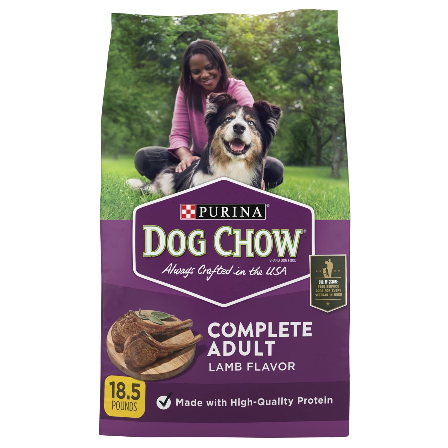 Purina Dog Chow Complete Adult Dry Dog Food Kibble with Lamb Flavor (Pack of 16)