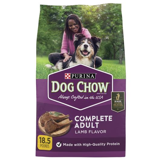 Purina Dog Chow Complete Adult Dry Dog Food Kibble with Lamb Flavor (Pack of 16)