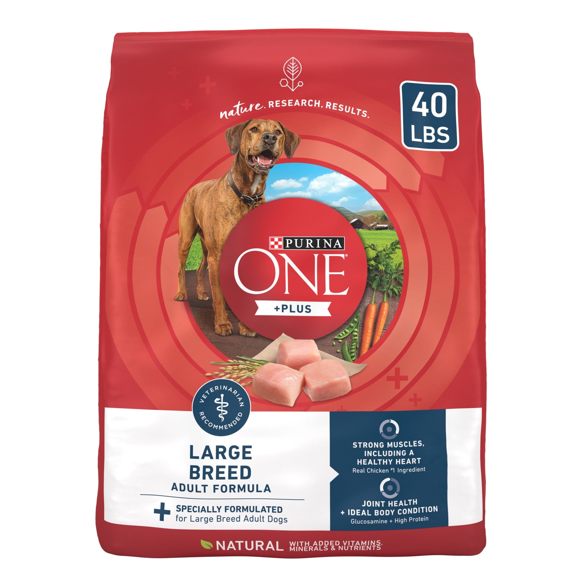 Purina ONE Plus Dry Large Breed Dog Food for Adult Dogs, Real Protein Rich Natural Chicken Flavor, 40lb Bag