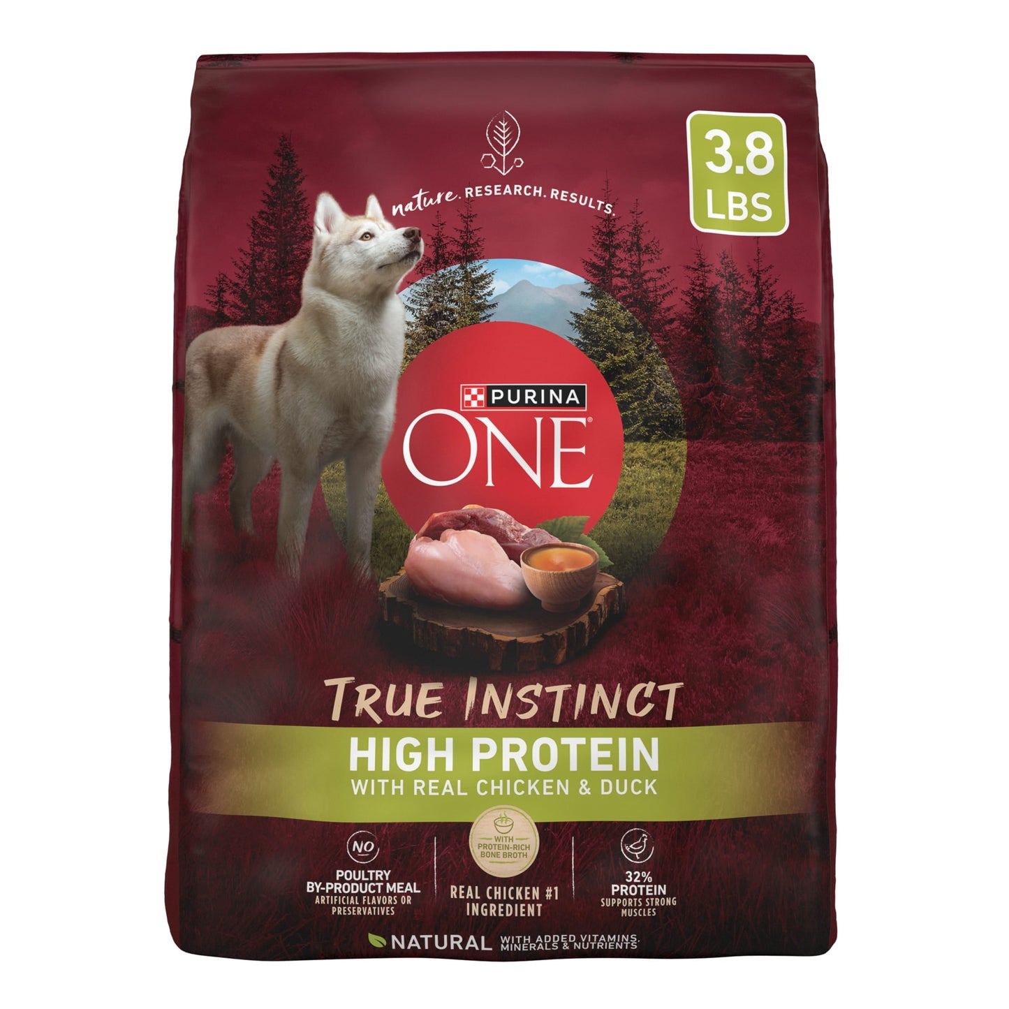 Purina ONE True Instinct Dry Dog Food, High Protein with Real Chicken & Duck, 3.8 lb Bag