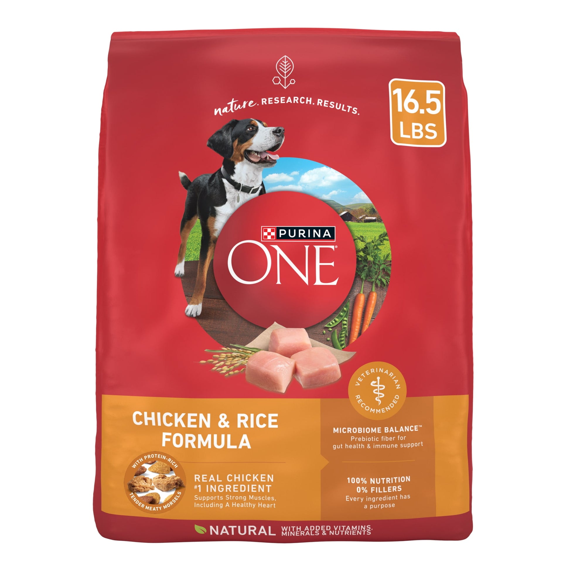 Purina One Dry Dog Food for Adult Dogs High Protein, Real Chicken & Rice, 16.5 lb Bag