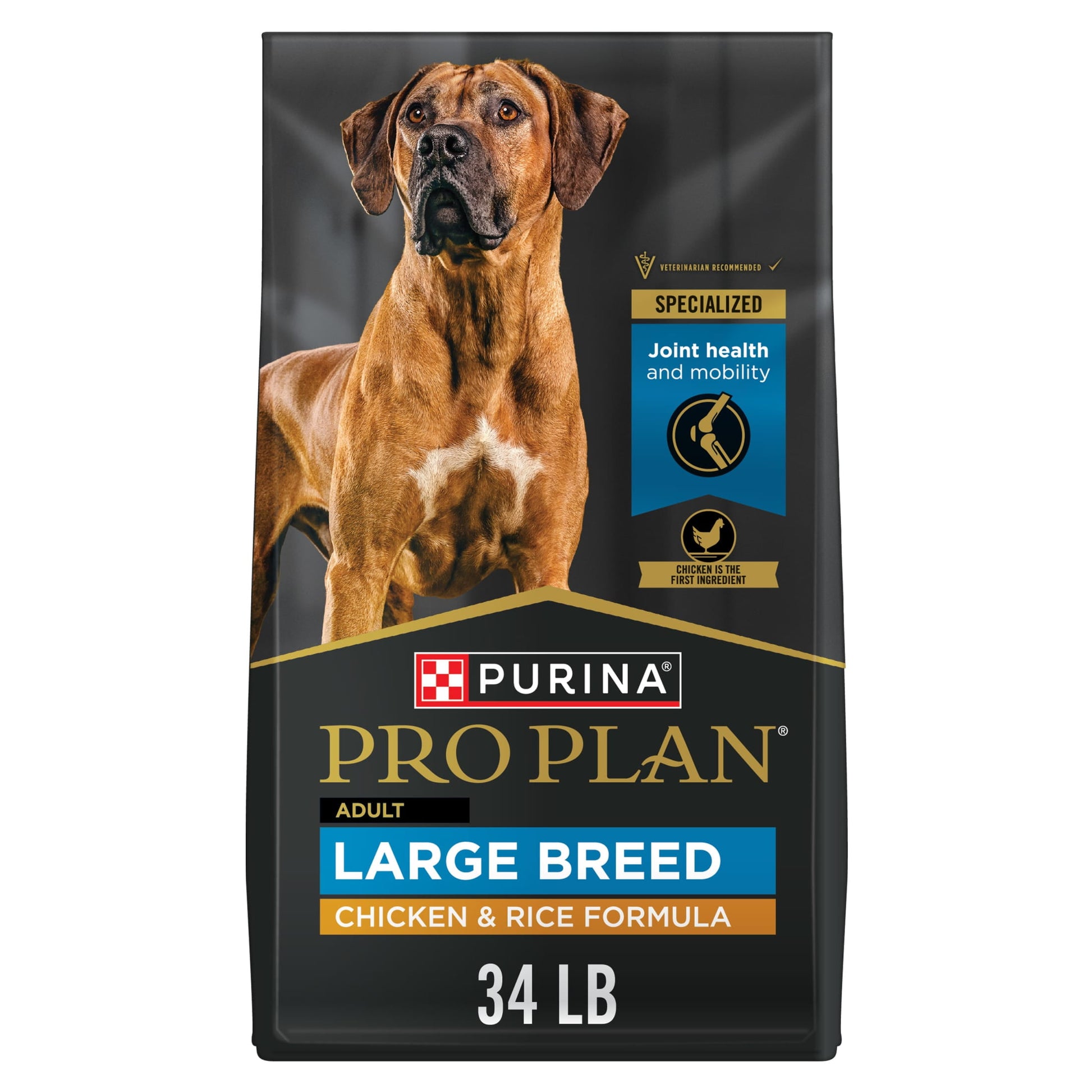 Purina Pro Plan Dry Dog Food for Large Adult Dogs High Protein,  Real Chicken & Rice, 34 lb Bag