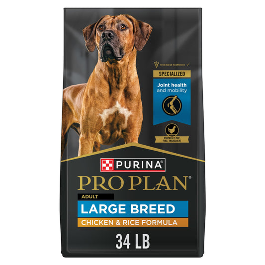 Purina Pro Plan Dry Dog Food for Large Adult Dogs High Protein,  Real Chicken & Rice, 34 lb Bag