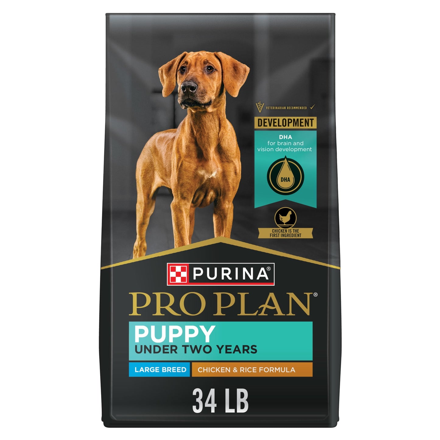 Purina Pro Plan Puppy Dry Dog Food for Large Dogs Under 2 Years, Real Chicken & Rice, 34 lb Bag