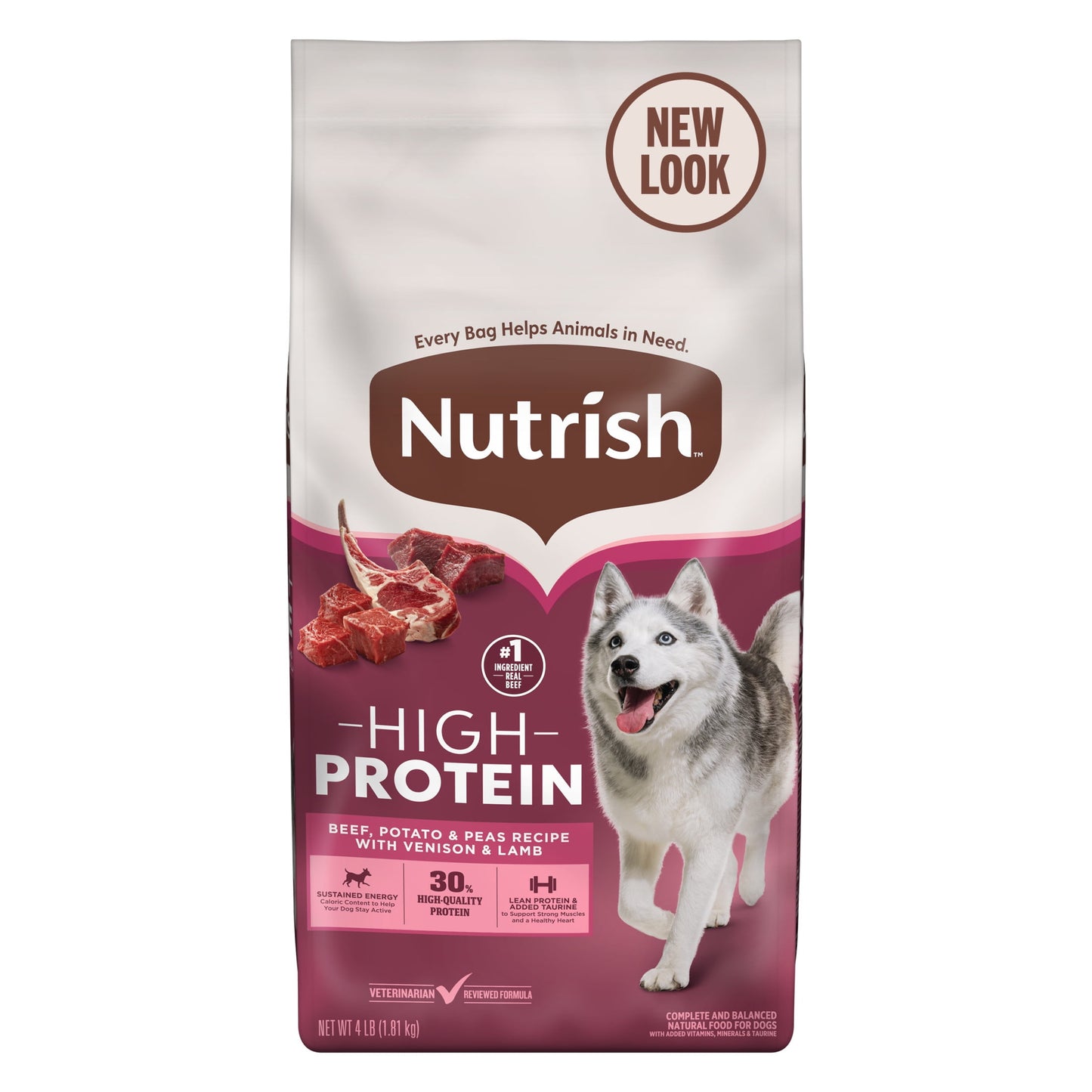 Nutrish High Protein Beef, Potato & Peas Recipe with Venison & Lamb Dry Dog Food, 4 lb. Bag (Rachael Ray)